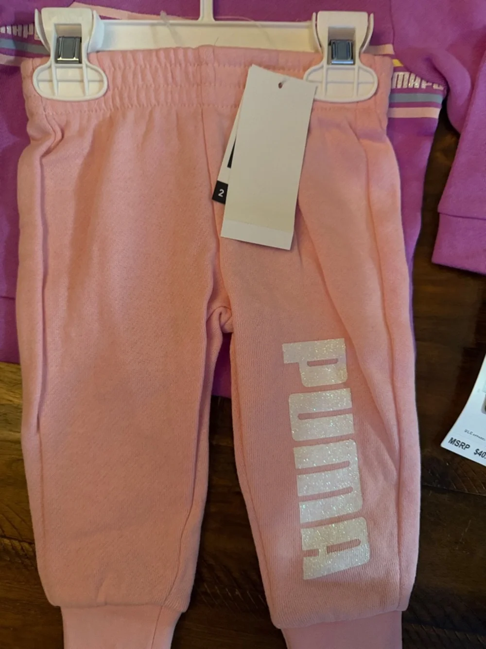 Puma 3-6m purple and pink 2pc girls sweat outfit - Picture 3 of 4